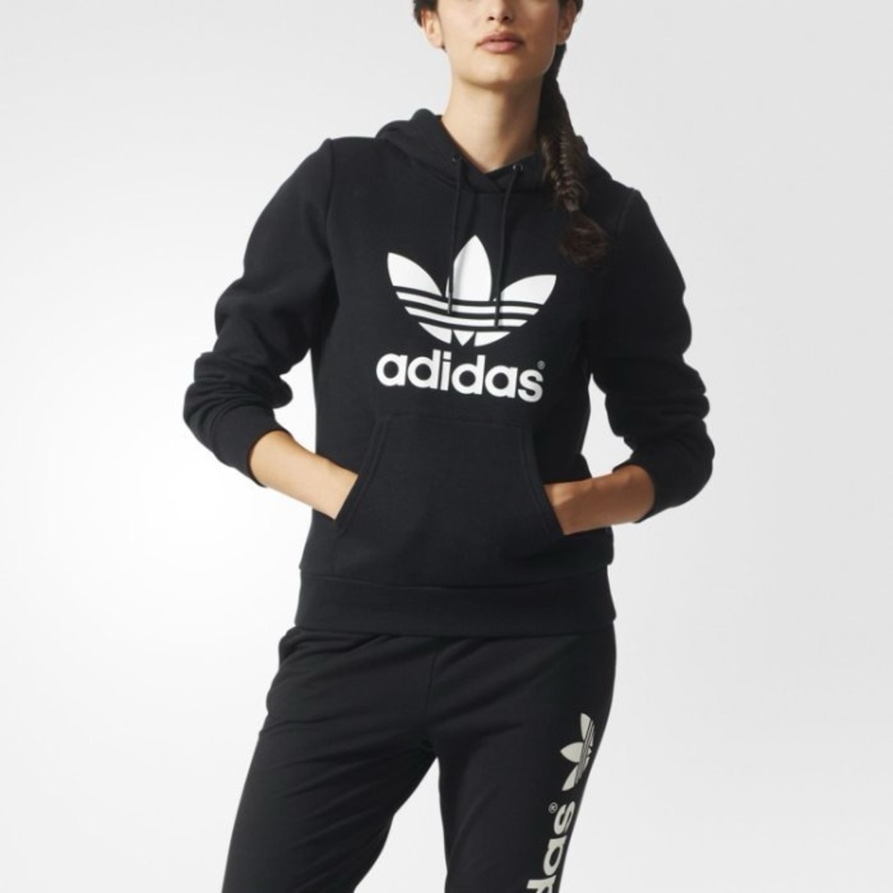 Adidas Women’s Originals TRF LOGO AJ8407 Black Hoodie Brand New Size Extra Small
